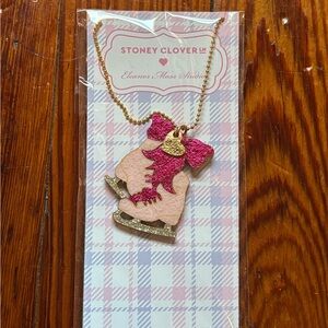 Stoney Clover Lane Holiday Skates Necklace - Pink & Gold Charm